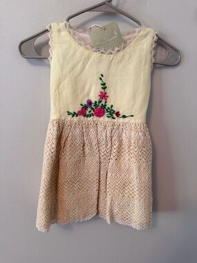 Well Dressed Wolf Yellow Floral Embroidered Crochet Dress Tunic